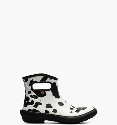 Patch Ankle Cow Women's Garden Boots in Black w/White for $85.00
