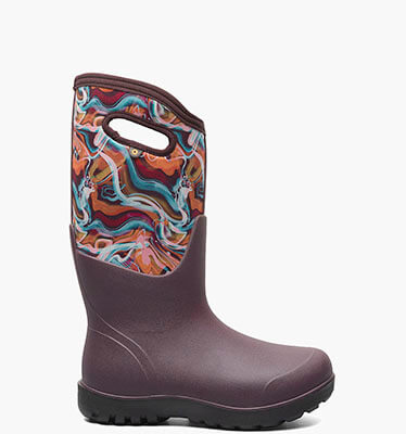 Neo-Classic Glossy Abstract Women's Farm Boots in Burgundy Multi for $127.50