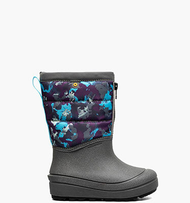 Snow Shell Zip Camo Texture Kids' Winter Boots in Gray Multi for $80.00