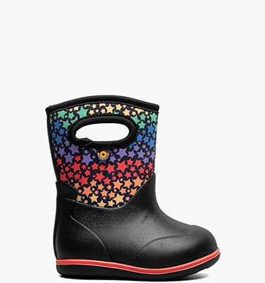 Baby Classic Rainbow Stars Waterproof Baby Boots in Black Multi for $75.00