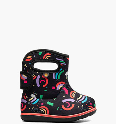 Baby Bogs II Rainbow Fun Waterproof Baby Boots in Black Multi for $75.00