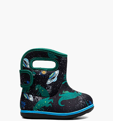 Baby Bogs II Jurassic Dino Waterproof Baby Boots in Black Multi for $75.00