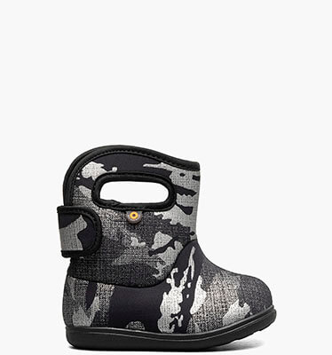 Baby Bogs II Metallic Camo Waterproof Baby Boots in Black Multi for $75.00