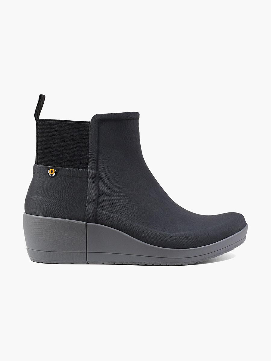 black wedge rain boots