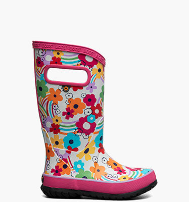 Rainboot Rainbow Flower Kids Rainboots in Bone Multi for $60.00