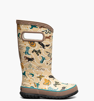 Rainboot New Western Kids Rainboots in Tan Multi for $60.00