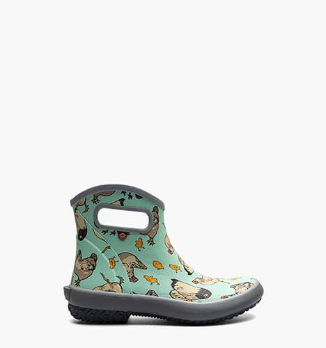 Patch Ankle Chickens Women's Garden Boots in Aqua Multi for $85.00