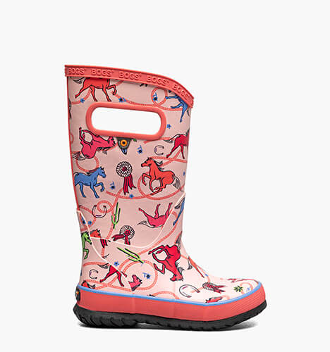 Rainboot Rodeo Horses Kids Rainboots in Pink Multi for $60.00