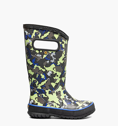 Rainboot Camo Texture Kids Rainboots in Black Multi for $60.00